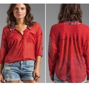 Free People Easy Rider Bandana Print Button Down (Size X-Small)